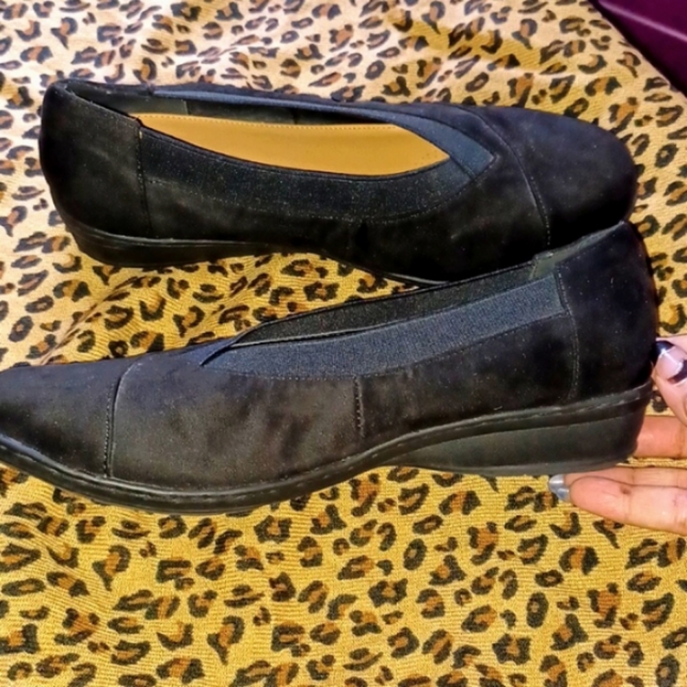 Comfortview Black Mini Wedge Heel Shoes Sz. 10wide EUC - Picture 4 of 4